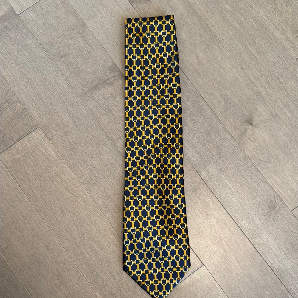 Pierre Cardin Black and Gold Tie with Geometric Design